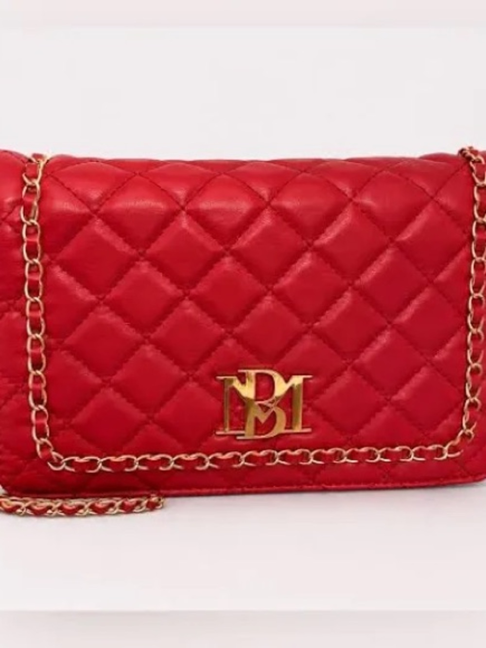 Badgley Mischka Red Quilted Chain-Shoulder Crossbody